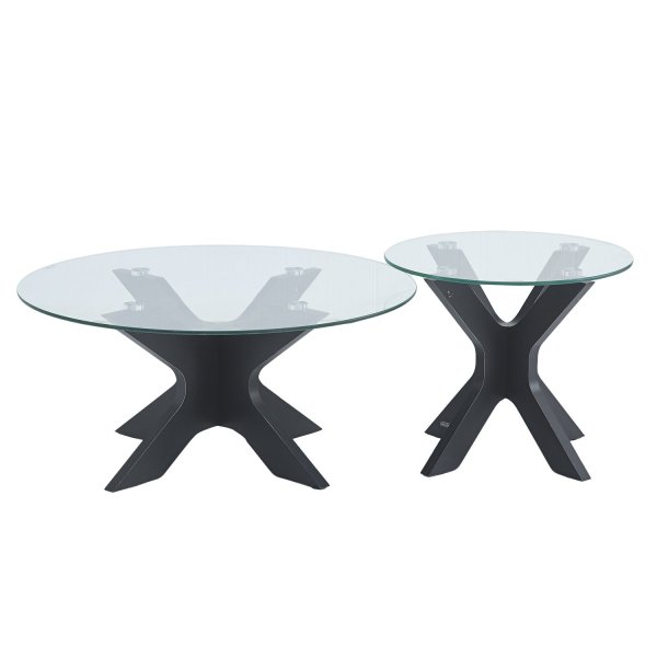 Lot de 2 Tables d'Appoint Cleo Plateau Verre | Ukukhome 2